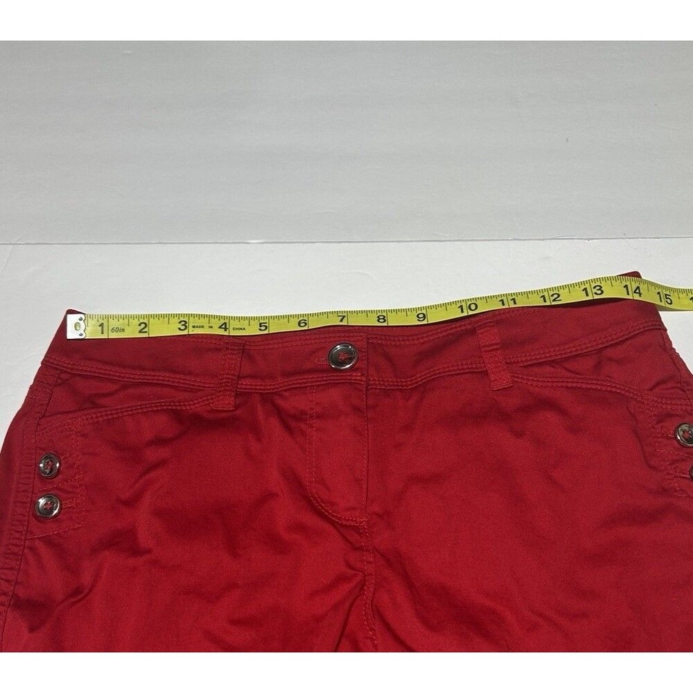 White House Black Market Women's Red Shorts Size 2 Cuffed Casual Summer Mid-Rise - Picture 4 of 8
